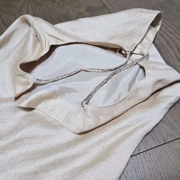 My Time Italy Linen Blend Square Neck Spaghetti Strap Maxi Slip Dress in Beige - Picture 10 of 12